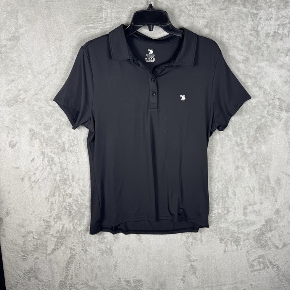 Tops - TRR Woman's Golf‎ Activewear Short Sleeve Button Down Polo Black Large